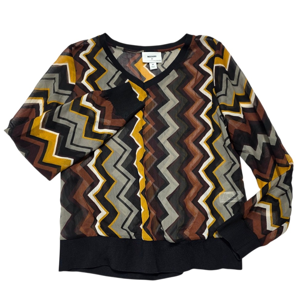 Missoni Target 20th Anniversary Collection‎ Chevron Sheer Blouse Top M